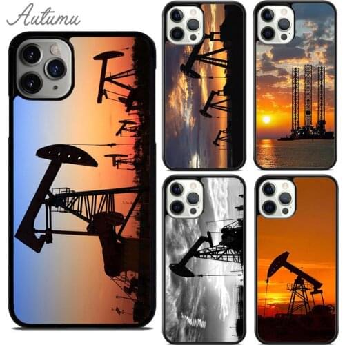 Drilling Oilfield At Sunset Phone Case for iPhone 11 12 Pro Max mini X XR XS SE 2020 5 6 7 8 Plus Samsung S8 S9 S10 Cover shell