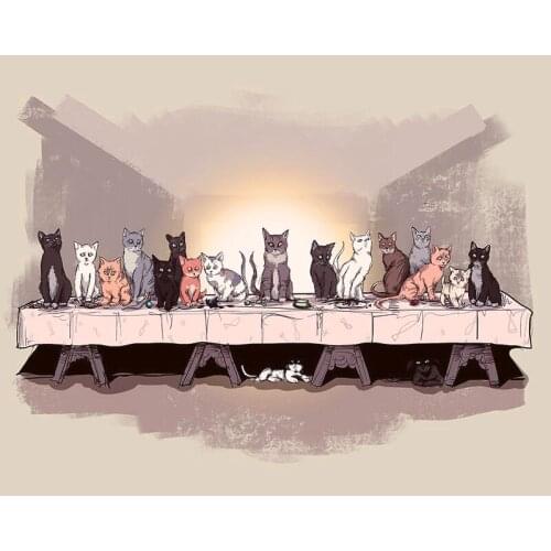 DIY Painting By Numbers The Cat Supper Kit Oil Picture By Numbers Scenery Wall Art Painting on Canvas Home Decoration Gift