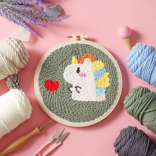 DIY Dog Embroidery Kits For Beginners 2020 Unicorn Wool Embroidery Kits For Kids Cross Stitch Kits Embroidery Needlework Sets