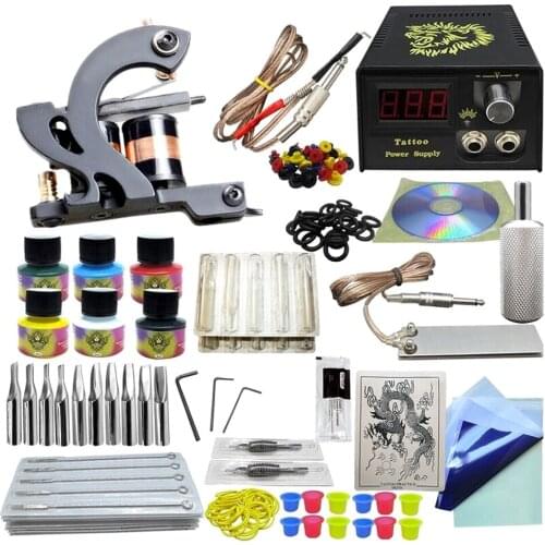For Professional Complete Tattoo Machine Model 4 Tattoo Gun Pigment Tattoo Instruction CD Tattoo Power Supply Set