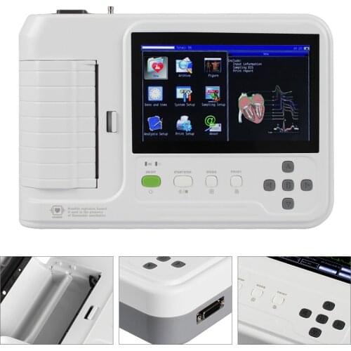 ECG600G Digital Electrocardiograph 6 channel 12 lead Touch Screen EKG ECG Machine with Software Printer
