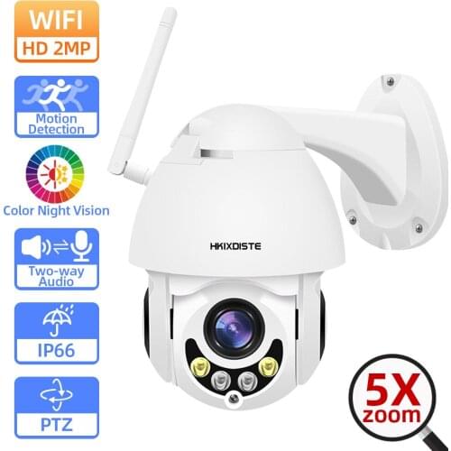 1080P PTZ Wifi IP Camera Outdoor 5X Digital Zoom AI Motion Detection Wireless Camera H.265 P2P Audio 2MP Security CCTV Camera