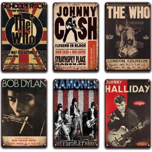 Johnny Cash Metal Sign Vintage Rock N Roll Wall Sticker Sign Poster Queen Music Bar Pub Man Cave Home Decoration Plates