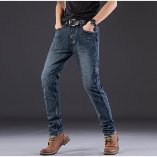 Mens straight jeans fashion Slim elasticity jeans men spring autumn brand jeans mens trousers Business Classic jeans for men