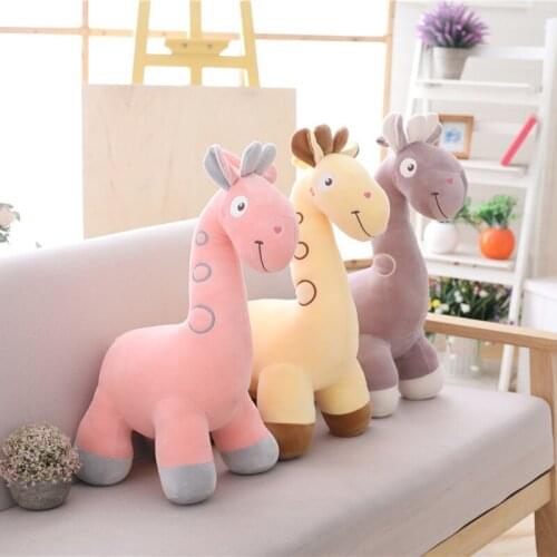 1pcs Giraffe Soft Plush Toys Cute Stuffed Animal Dolls Soft Sika Deer Doll Birthday Gift Kids Toy Bedroom Decor Pillow Cushion