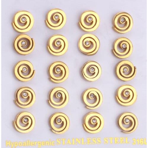 LUXUKISSKIDS 10pairs/lot Swirl Earrings Stainless Steel Stud Earring Set For Men/women oorbellen Fashion Jewelry Korean Brincos