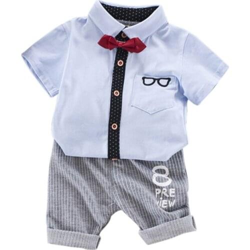 Gentle baby boy style Newborn baby set Toddler Baby Boy Glasses Tops Shirt Shorts Pants Tie Outfit Set Clothes