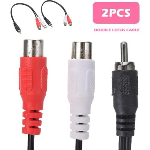 Newest 2pcs RCA to 2 RCA Cable Adjustable Mini Mic Voice Audio Speaker Adapter For Surveillance Camera DVR CCTV Recorder IP