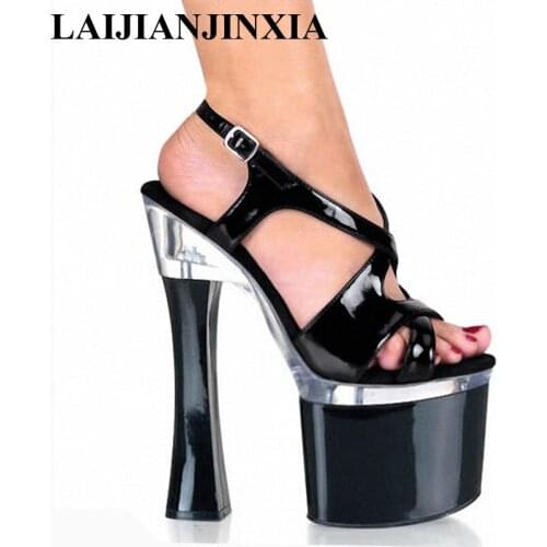 New Silver/Black 18CM Sexy Super High Heel Sandals Platforms Pole Dance/Performance/Star/Model Shoes, Wedding Dance Shoes