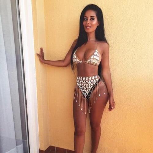 New Trendy seaside beach sex appeal accessories shiny crystal jewelry bra body Jewelry and waist chain as a body Jewelry suit