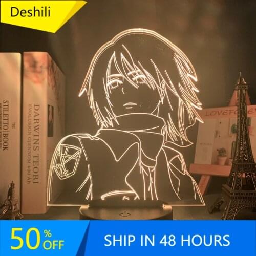 New Led Night Light Anime Attack on Titan Mikasa Ackerman Lamp for Room Decor Light Cool Birthday Gift Bedside Desk Lamp Battery