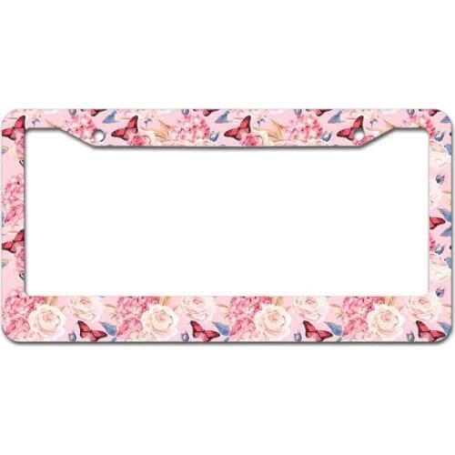 Peceeta Plant Flower License Plate Frame 2 Holes 1 Frame Matte Aluminum Cut Inlaid Standard white 16x31cm"] E7CA