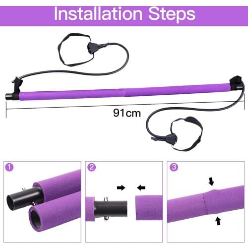 Pilates Bar Kit Fitness Sport Home Gym Workout Stick Exercise Yoga Bar with Resistance Band Body Building Puller Yoga Rope