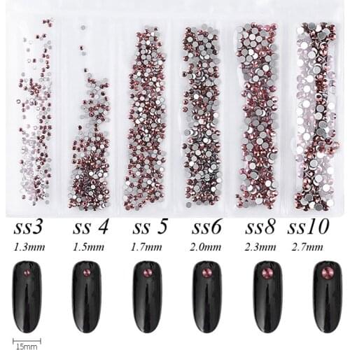 Flatback Glass Nail Rhinestones Mixed Sizes SS3-SS10 Nail Art Decoration Stones Shiny Gems Manicure Accessories