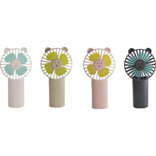Portable Handheld USB Rechargeable Handy Fan Cooler Cartoon Bear 3 Speed Adjustable Mini Desktop Cooling Fan for Child Outdoor