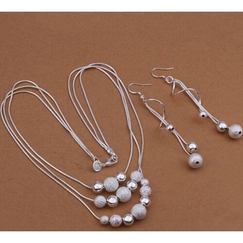 Sets Silver Plated Sets Silver Fashion Jewelry Sets Shine Ball Jewelry Wholesale Free Shipping cnvb LS423
