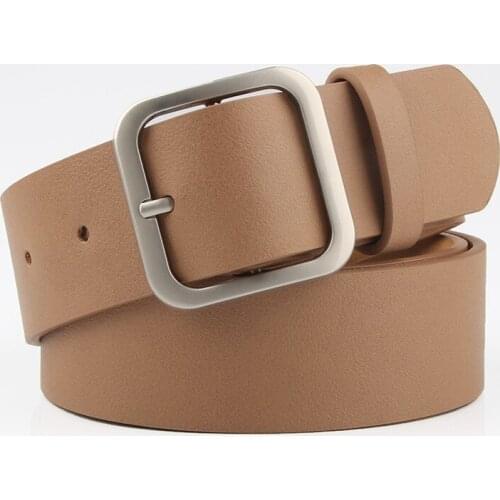 New Fashion Female Designer Belts Women Square Pin Buckle 3.4cm Wide Belt for Woman Jeans Leather High Quality Luxury Straps