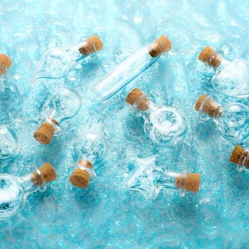 5Pcs Mini Glass Wishing Bottle Cork Stopper Empty Sample Jars DIY Pendants Storage Vial Wedding Home Decoration Supplies