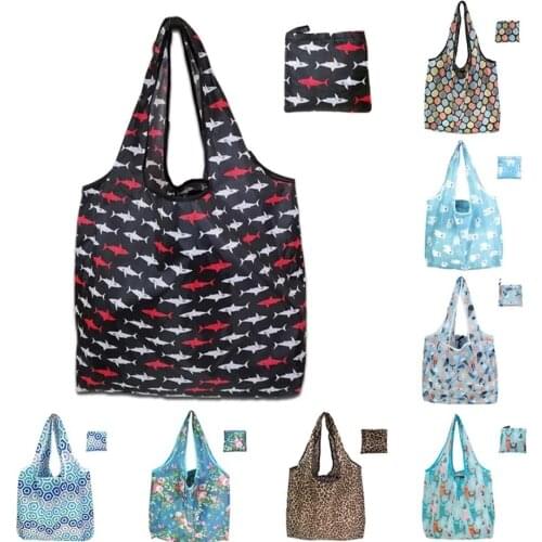 Stylish Foldable Shopping Bag Reusable Eco-friendly Waterproof Shopping Backpacks Tote Grocery Foldable Storage Bag Shopper bag