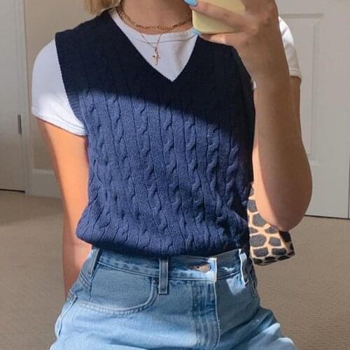 Urifens Spring Summer Twist Solid Sweater Vest 2021 New College Style V-neck Basic Korean Vest Casual Sleeveless Crop Tops BN30U