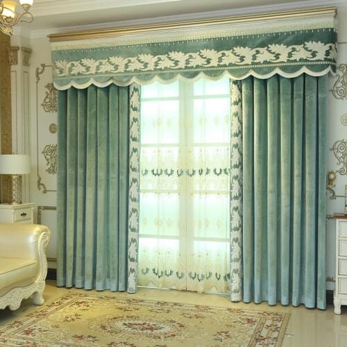 Simple and Fashionable Meisi Mengsha Flannel Embroidered Fabric Curtain Green New Style Curtains for Living Dining Room Bedroom