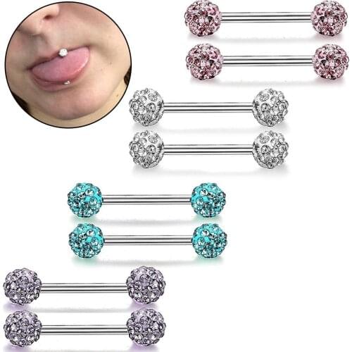 Women Rhinestone Tongue Nose Nipple Body Piercing Jewelry
