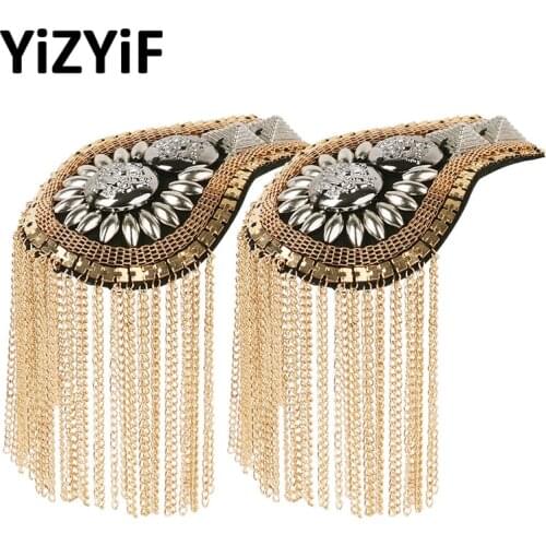 Shoulder Board Badge Shoulder Epaulet Metal Tassel Vintage Brooches Chain Costume Party suit accessories men and women brooches