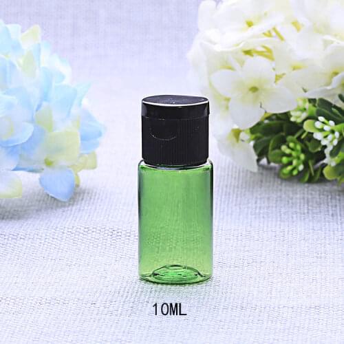 10ml 30pcs/lot Small Plastic Travel Cosmetic Refillable Bottle with Disc Top Cap Colorful Flip Shoulder Clamshell Lotion Bottle