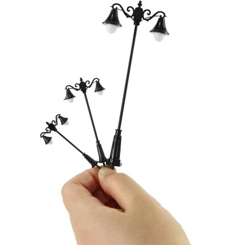 10pcs Model Railway O OO HO TT Scale Street Lights Lamps Two-heads LEDs Warm White LFT06