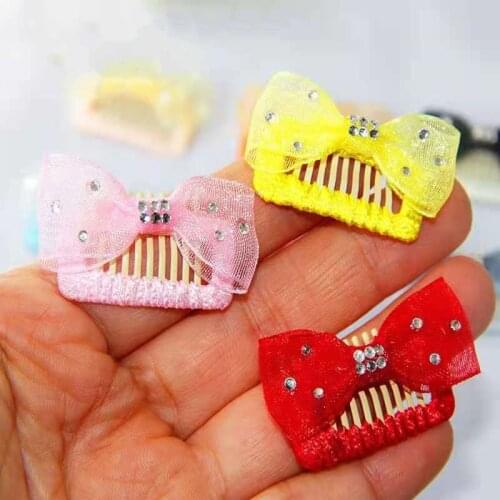 2021 Dogs Hairpin Point Drill Mesh Bow Grooming Accessories Hair Clip Pet BB Clip Hairpin Comb 2.8CM/3.2CM