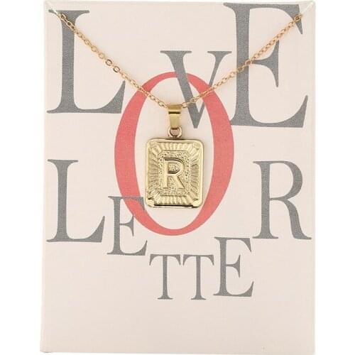 26 Letter Necklace Gold Color Military Card Series Chain Choker Make a Wish Card Name Necklace For Women Girl