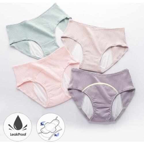 3Pcs Leak Proof Cotton Period Panties Women Waterproof Menstrual Underwear Ladies Sexy Physiological Briefs Bragas Menstruales