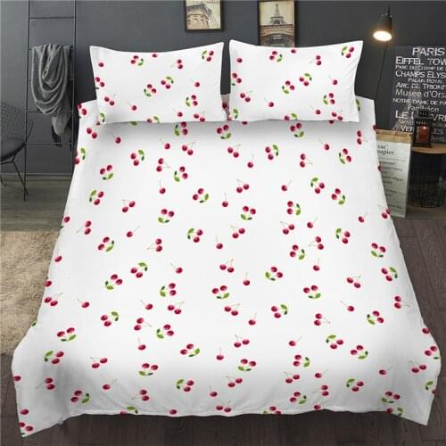 3D Bedding Set Floral Cherry Printed Queen King Size Duvet Quilt Cover Set Double Twin Full For Kid Girls Women Adult Bedclothes