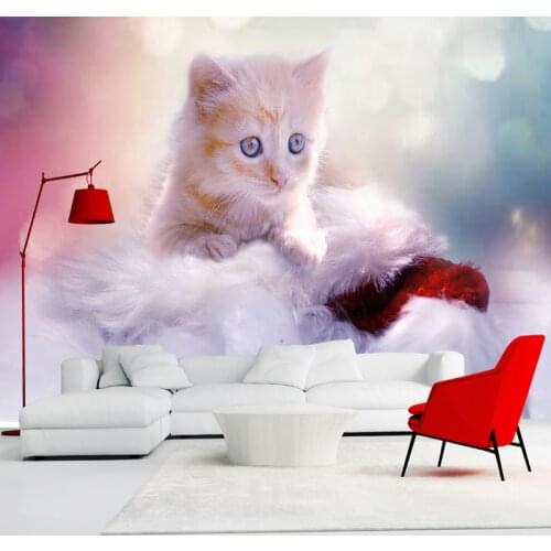 3D Cartoon Cute Cat Murals Wallpaper Children Kids Bedroom Background Wall Cloth Living Room Home Decor Wall Paper For Wall 3 D