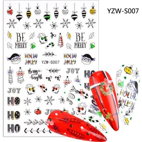 3D Christmas Sticker for Nails Christmas tree Bell Snowflake Sliders Design Decals Manicure Nail Art Decor