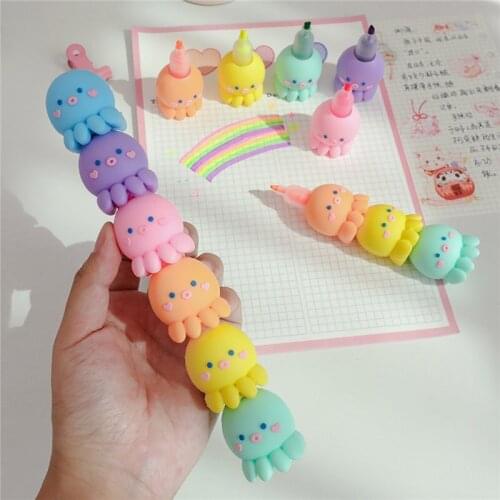 6PCS/Set Cute Mini Fluorescent Highlighter Pen Kawaii Chalk Marker Pens Stationery Material Escolar Papelaria School Supplie
