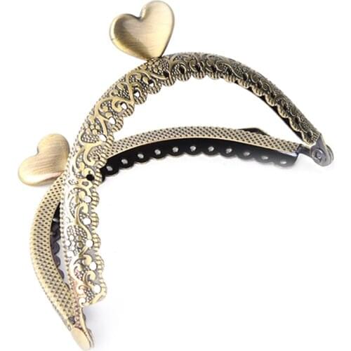 8.5cm Coin Purse Metal Clasp Bag Frame Hardware Knurling Mouth Golden Heart Buckle