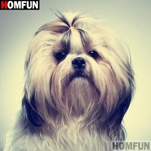 HOMFUN Diamond Painting Cross Stitch Pattern 5D Diamond Embroidery "Animal dog" Home Decor DIY diamond Art A26133