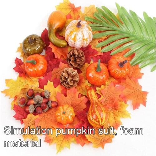 50Pcs/Set Pumpkin Props Mini Multi-purpose Simulation Fake Pumpkins Maple Pine Cones Acorns For Halloween