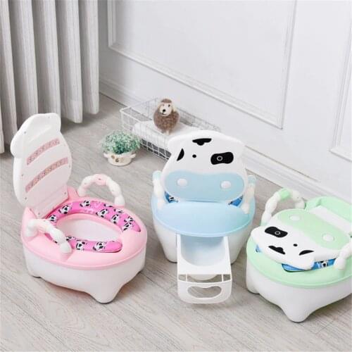Baby Pot For Children Boys Potty Training Potty Baby Toilet Seat Girls Portable Toilet Cow Comfortable Backrest Cartoon Cute Pot