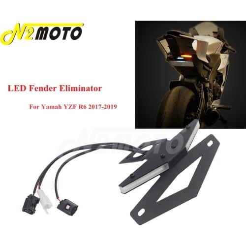 For Yamaha YZF R6 2017 2018 2019 YZF-R6 YZFR6 Tidy Fender Eliminator Kit LED Turn Signals License Plate Light Holder Bracket