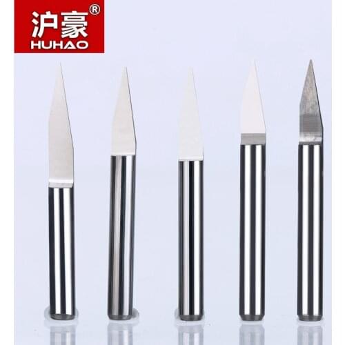HUHAO 10pcs/lot 3.175mm CNC Router Bit Precision Grinding V Shape Carbide PCB Engraving Bits Milling Cutter Machine Accessories