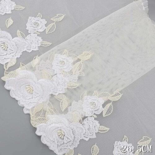 40Yards Rose Flowers Embroidered Lace Trim Grey Blue Light Yellow Mesh Lingerie Bra Underwear Handmade Doll Dress Sewing Fabrics