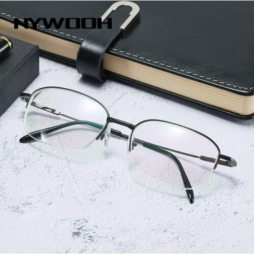 NYWOOH -1.0 1.5 2.0 3.0 To 4.0 Finished Myopia Glasses Men Business Half Frame Eyeglasses Student Shortsight Eyewear