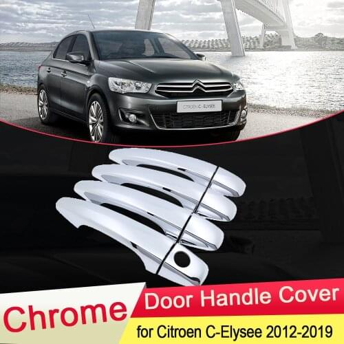 For Citroen C-Elysee 2012 2013 2014 2015 2016 2017 2018 2019 Chrome Door Handle Cover Trim Catch Car Cap Set Styling Accessories