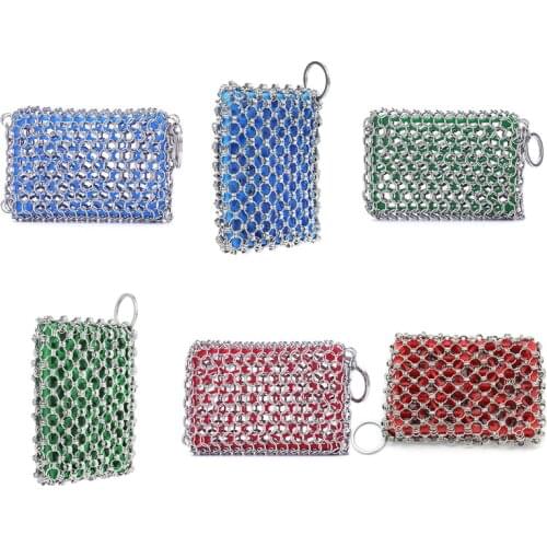 2021 New Kitchen Accessories Cast Iron Stainless Steel Cleaner Chainmail Scrubber For Skillet Wok Pot Pan Pre-seasoned Barbecue