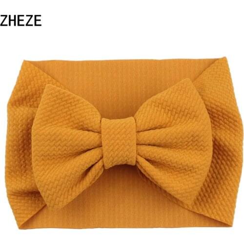 10Pcs New Arrival Turban Popular 5'' Big Hair Bow Headband For Girls Headwrap Textured Fabric Elastic Kids DIY Accessories