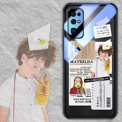 ASINA Transparent Tempered Glass Case For Honor 30 20 Pro Ins Cartoon Shockproof Cover For Honor View 40 30 20 Couple Fundas