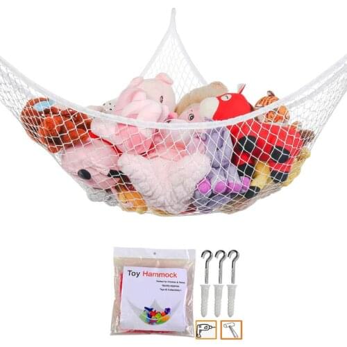 Mesh Net Toy Hammock Corner Stuffed Animals Kids Baby Hanging Storage Organizer