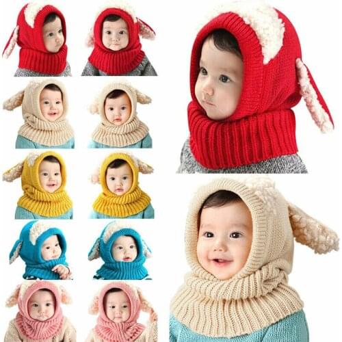 Newborn Toddler Kid Baby Boy Girl Fur Pom Hat Winter Warm Knit Bobble Beanie Cap Scarf Crochet Knit Fashion Hat